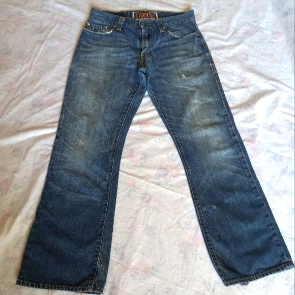 Levi's Low Boot Cut Vintage Distressed Blue Jeans - Picture 4 of 16